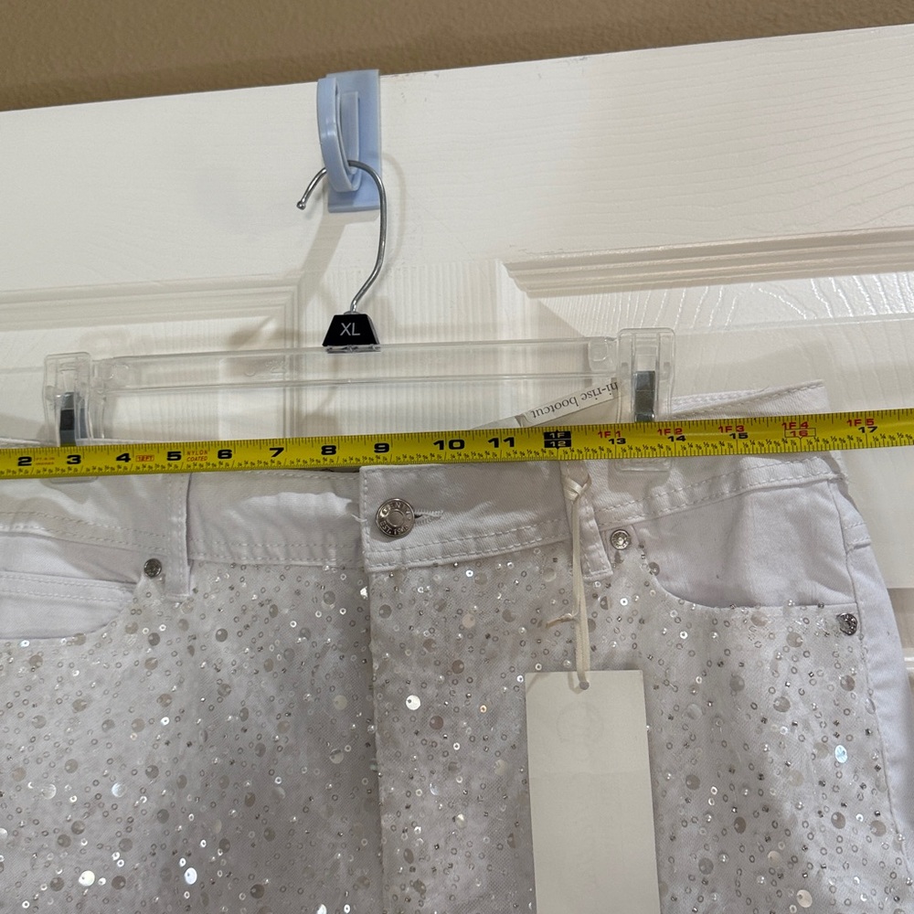 White Sequin Embellished Jeans - Picture 8 of 10